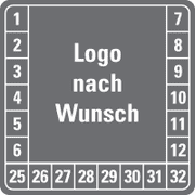 Mehrjahresprüfplakette (quadratisch) nach Wunsch, mit Logo