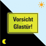 PERMALIGHT® power Türhinweisschild Vorsicht Glastür!, Folie, fluoresz.,300 x 200mm