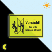 PERMALIGHT® power Vorsicht! Tür bitte langsam öffnen!, Folie, fluoresz.,300 x 200mm