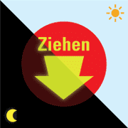 PERMALIGHT® power Türhinweis Ziehen mit Pfeil, rot, Folie, fluoreszierend, Ø 100mm