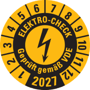 Prüfplakette ELEKTRO- CHECK Geprüft...,2027, gelb, Dokumentenfolie, Ø 30mm, 18 / Bogen