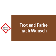 Bedrucktes Schild, für Rohrleitungen, mit Text und CLP/GHS-Symbol nach Wunsch