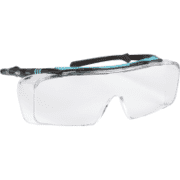 INFIELD Schutzbrille Ontor, Kat.II, EN 166, schwarz / türkis, farblose PC- Scheibe, 44g