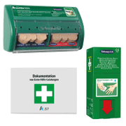 Vorteils- Set Pflasterspender, Pflasterspender, Wundreinigunstücher, Verbandblock
