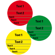 Organisationsetiketten, mit Text nach Wunsch