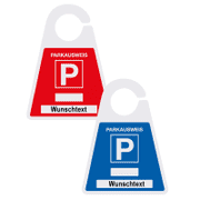 Parkausweise, mit Text nach Wunsch