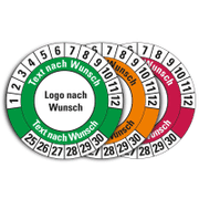 Prüfplakette individuell, Monatskranz und Jahreskranz, 6 Jahre