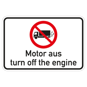 Hinweisschild Motor aus, deutsch / englisch, Aluminium, 600 x 400mm Bild 1