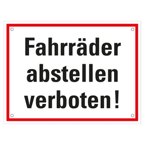 Hinweisschild Fahrräder abstellen verboten, 4 Bohrungen, Aluminium, 200 x 150mm Bild 1