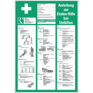 Aushang Anleitung zur Ersten Hilfe bei Unfällen, Kunststoff, 395 x 575mm Bild 1