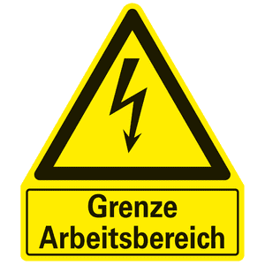 Warn- Kombischild Symbol W08 - Grenze Arbeitsbereich, Magnetfolie, 210 x 242mm Bild 1