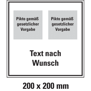 Hinweisschild, 2 Piktos ASR / DIN / ISO oben/1 Text nW. unten, Kunststoff, 200 x 200mm Bild 1