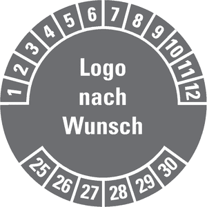 Prüfplakette, Logo nach Wunsch, Monatskranz, Folie, ablösbar, Ø 30mm, 18 / Bogen Bild 1