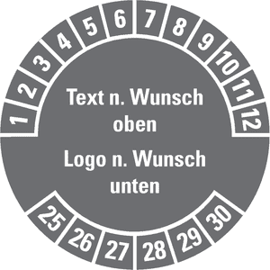Prüfplakette, Text oben/Logo unten, Monatsring, Folie, ablösbar, Ø 40mm, 10 / Bogen Bild 1