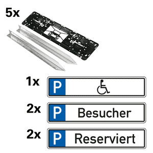 Vorteils- Set Parkplatzreservierung, 5 Reservierungsschilder und Befestigungssets Bild 1