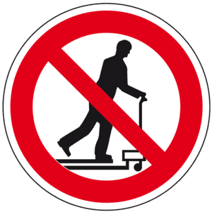 Verbotsschild Mit Hubwagen rollen verboten, praxisbewährt, Folie, Ø 100mm Bild 1