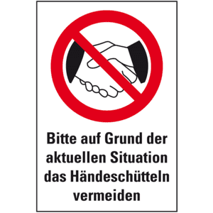 Verbots-Kombischild Händeschütteln vermeiden, praxisbewährt, Kunststoff, 200x300mm Bild 1