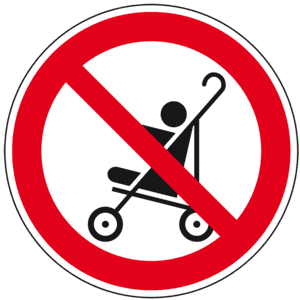 Verbotszeichen Kinderwagen verboten, DIN, Folie, selbstklebend, Ø 100mm Bild 1