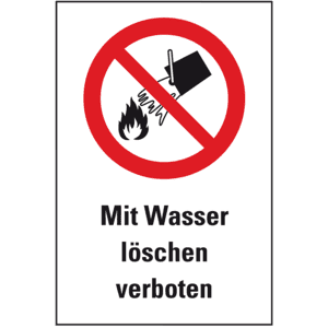 Verbots-Kombischild Mit Wasser löschen verboten, ASR/ISO, Kunststoff, 200x300mm Bild 1