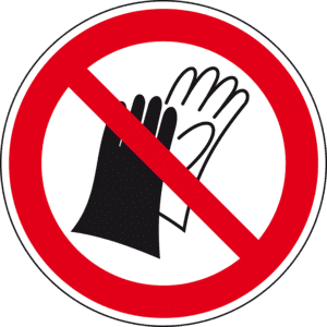 Verbotsschild Ben.Handschuhen verboten, ASR/ISO, RoHS konform, Folie, Ø 50mm, 10 / Bogen Bild 1