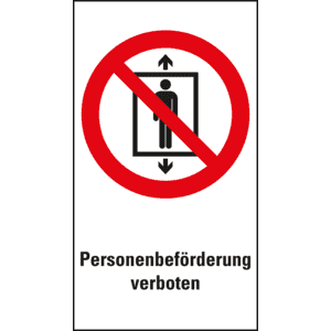 Verbots-Kombischild Personenbeförderung verboten, ASR/ISO, Folie, 140x250mm Bild 1