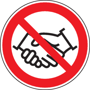 Verbotsschild Händeschütteln verboten, praxisbewährt, Folie, selbstklebend, Ø 200mm Bild 1