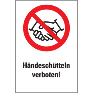 Verbots-Kombischild Händeschütteln verboten, praxisbewährt, Folie, selbstklebend, 200x300mm Bild 1