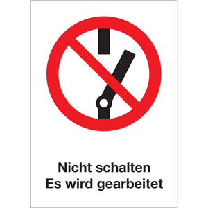 Verbots-Kombischild Nicht schalten - Es wird gearbeitet, mit Bohrungen, Kunststoff, 210x297mm Bild 1