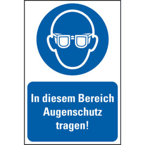 Gebots- Kombischild In diesem Bereich Augenschutz tragen!, Kunststoff, 200 x 300mm Bild 1