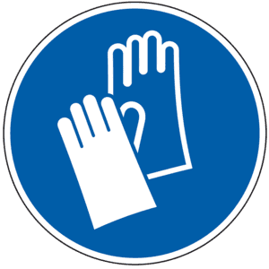 Gebotsschild Handschutz benutzen, ASR/ISO, RoHS konform, Folie, Ø 50mm, 10 / Bogen Bild 1
