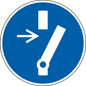 Gebotsschild Vor Wartung oder Reparatur freischalten, ASR/ISO, Folie, selbstklebend Ø50mm, 10 / Bogen Bild 1
