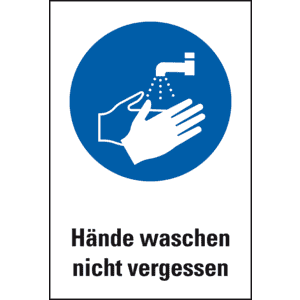 Gebots-Kombischild Hände waschen nicht vergessen, ASR/ISO, Kunststoff, 200x300mm Bild 1