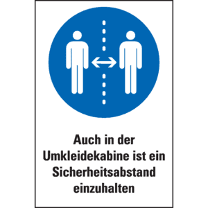 Gebots-Kombischild Sicherheitsabstand in Umkleidekabine..., Kunststoff, 200x300mm Bild 1