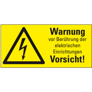 Warn-Kombischild Warnung vor Berührung der elektrischen Einrichtungen, praxisbewährt, Folie, 52x26mm, 10 / Bogen Bild 1