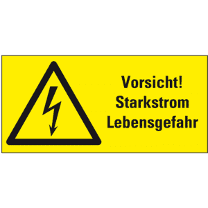 Warn-Kombischild Vorsicht! Starkstrom Lebensgefahr, praxisbewährt, Folie, 300x200mm Bild 1