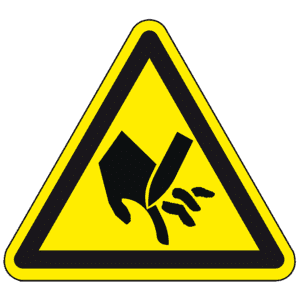 Warnschild Warnung vor Schnittgefahr, praxisbewährt, Folie, Schenkellänge 50mm, 10 / Bogen Bild 1