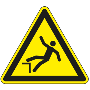 Warnschild Warnung vor Absturzgefahr, ASR/ISO, Kunststoff, Schenkellänge 200mm Bild 1