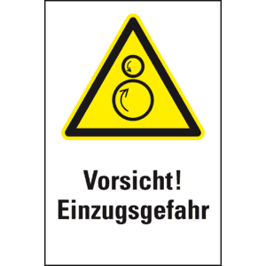 Warn-Kombischild Vorsicht! Einzugsgefahr, ASR/ISO, Kunststoff, 200x300mm Bild 1