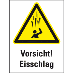 Warn- Kombischild Warnung vor Eisschlag, Aluminium, 300 x 400mm Bild 1