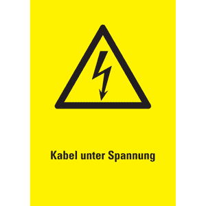 Warn- Kombischild Kabel unter Spannung, mit Bohrungen, Kunststoff, 210 x 297mm Bild 1