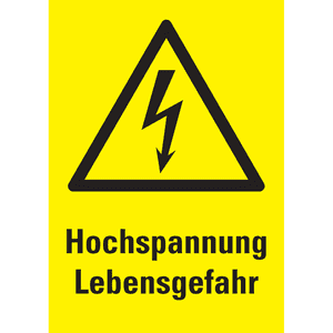 Warn- Kombischild Hochspannung Lebensgefahr, mit Bohrungen, Kunststoff, 210 x 297mm Bild 1
