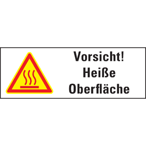 Thermo-Warnschilder, Vorsicht Heiße Oberfläche, ASR/ISO, Folie, temperaturg, 210x74mm Bild 1