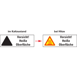 Thermo-Warnschilder, Vorsicht Heiße Oberfläche, ASR/ISO, Folie, temperaturg, 210x74mm Bild 3