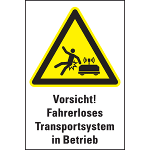 Warn-Kombischild Vorsicht! Fahrerloses Transportsystem in Betrieb, Kunststoff, 200x300mm Bild 1