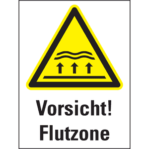 Warn- Kombischild Warnung vor Flutzone, ISO, Aluminium, 300 x 400mm Bild 1