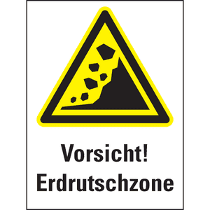 Warn- Kombischild Warnung vor Erdrutschzone, ISO, Aluminium, 300 x 400mm Bild 1