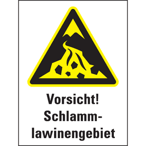 Warn- Kombischild Warnung vor Schlammlawinengebiet, ISO, Aluminium, 300 x 400mm Bild 1