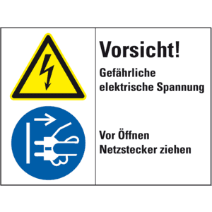 Kombischild Vorsicht! Gefährliche elektrische Spannung, ISO 3864-2, Folie, 200x150mm Bild 1