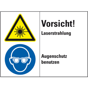 Kombischild Vorsicht! Laserstrahlung - Augenschutz benutzen, ISO 3864-2, Folie, 200x150mm Bild 1
