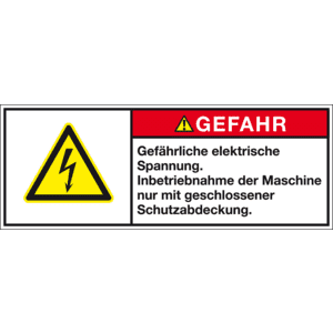 Produktsicherheitsschild Gefahr Gefährliche elektrische Spannung, RoHS konform, Folie, 100x35mm Bild 1